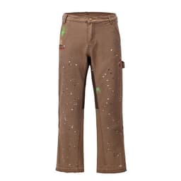 image-Men's Hip Hop Distressed Denim Flared Jeans Brown Mid Waist