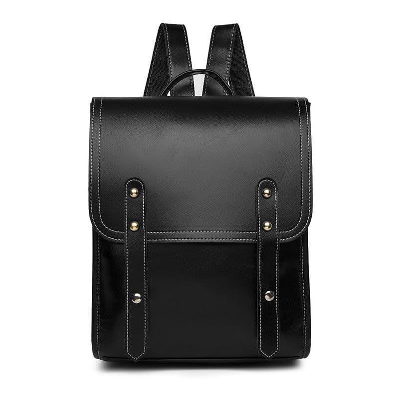 image-Women's PU Leather Backpack Brown Multi-Compartment Travel Bag
