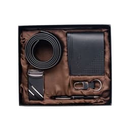 image-Men's Business Gift Set 4-Piece - Belt, Wallet, Keychain, Pen with Gift Box