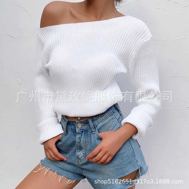 image-Women's Striped Long Sleeve Sweater Top - Pink Slim Fit