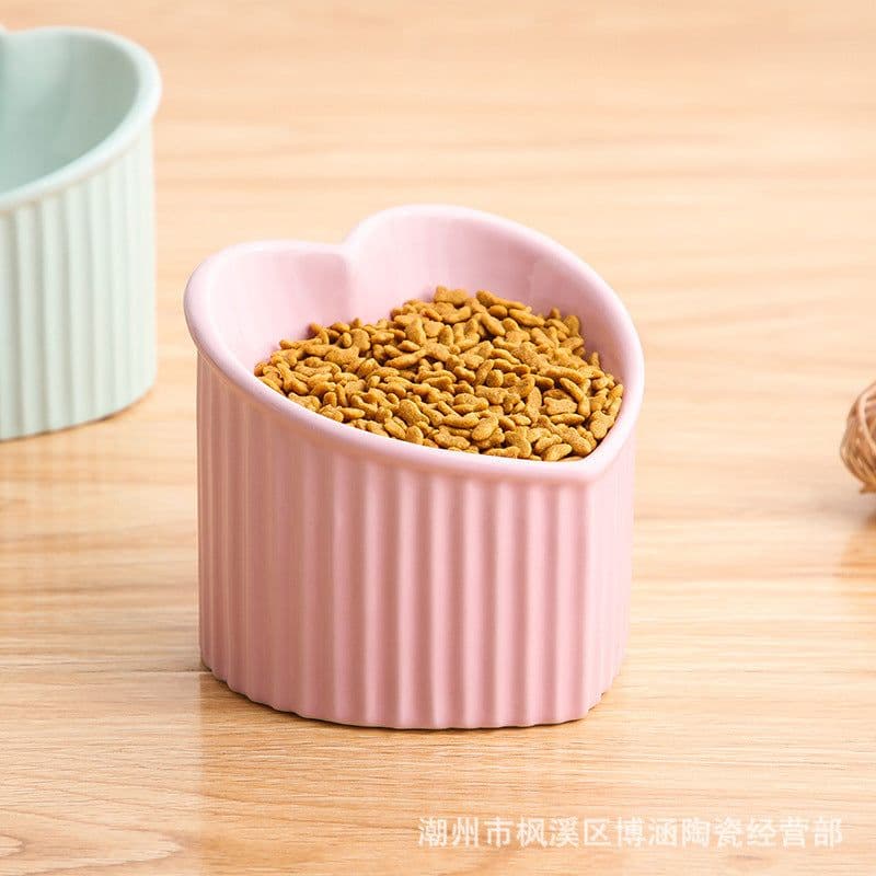 image-Ceramic Slanted Cat Food Bowl - Malachite Green