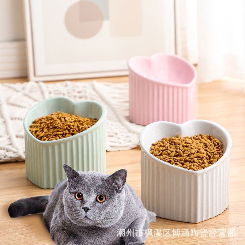 image-Ceramic Slanted Cat Food Bowl - Malachite Green