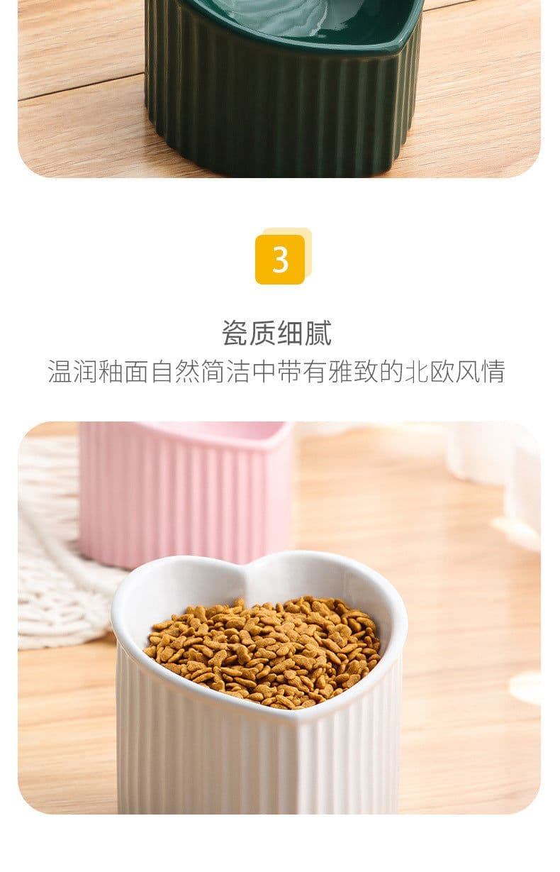 image-Ceramic Slanted Cat Food Bowl - Malachite Green