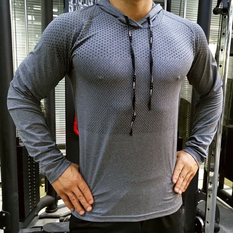 image-Men's Long Sleeve Running Hoodie Quick-Dry Breathable Training Top