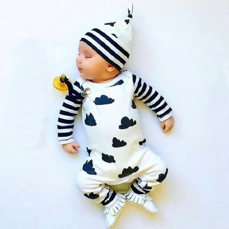 image-Kids Tales Cotton Romper Long Sleeve Jumpsuit Cloud Print Baby 70cm