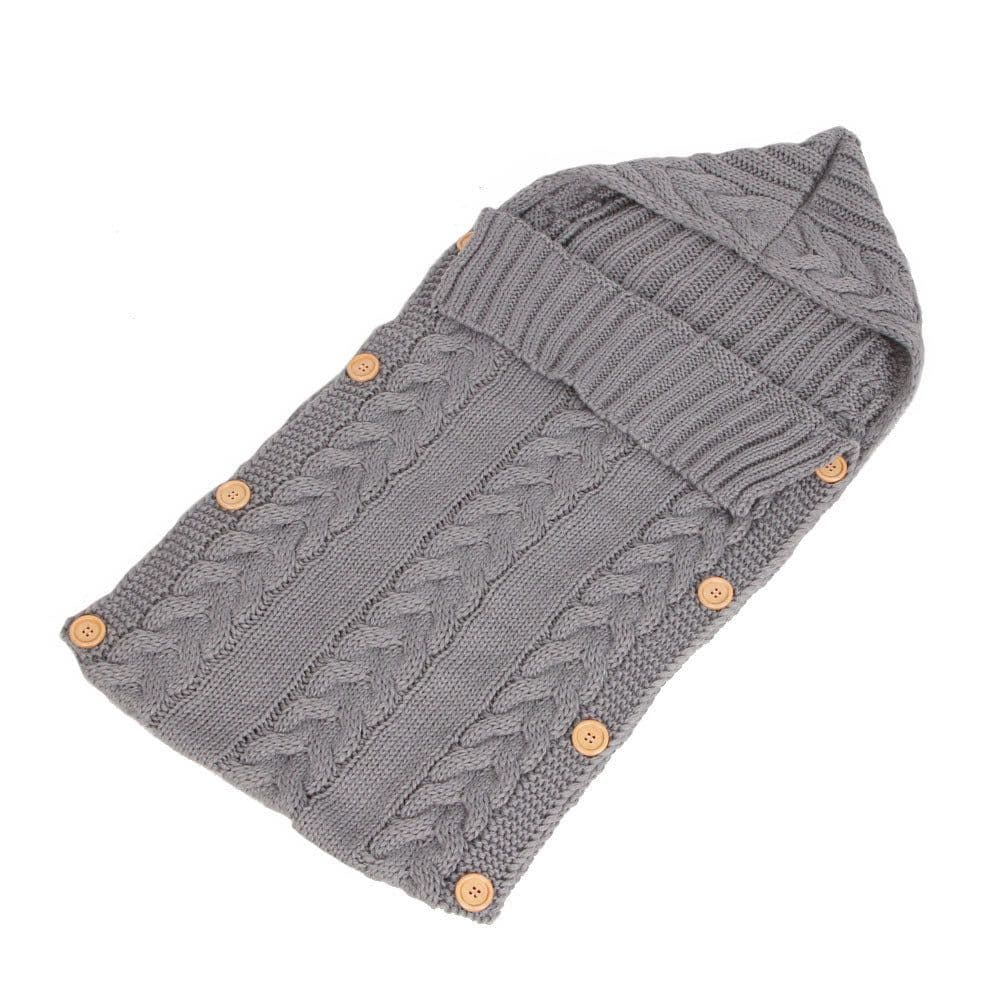 image-Baby Knitted Acrylic Sleeping Bag Envelope Style 0-1 Years Gray