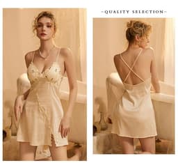 image-Yiying 3066 Floral Nightdress Pajama Set with Chest Pads