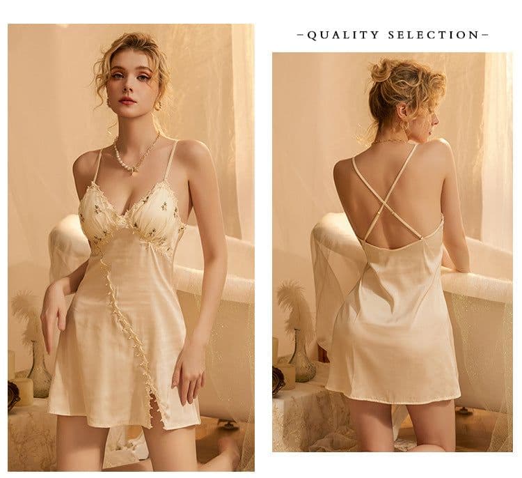 image-Yiying 3066 Floral Nightdress Pajama Set with Chest Pads