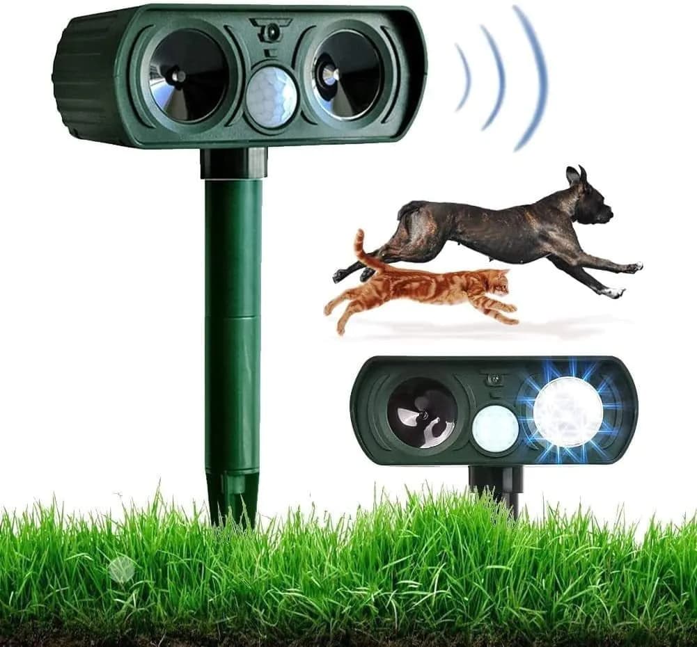 image-Solar Ultrasonic Animal Repeller for Outdoor Use