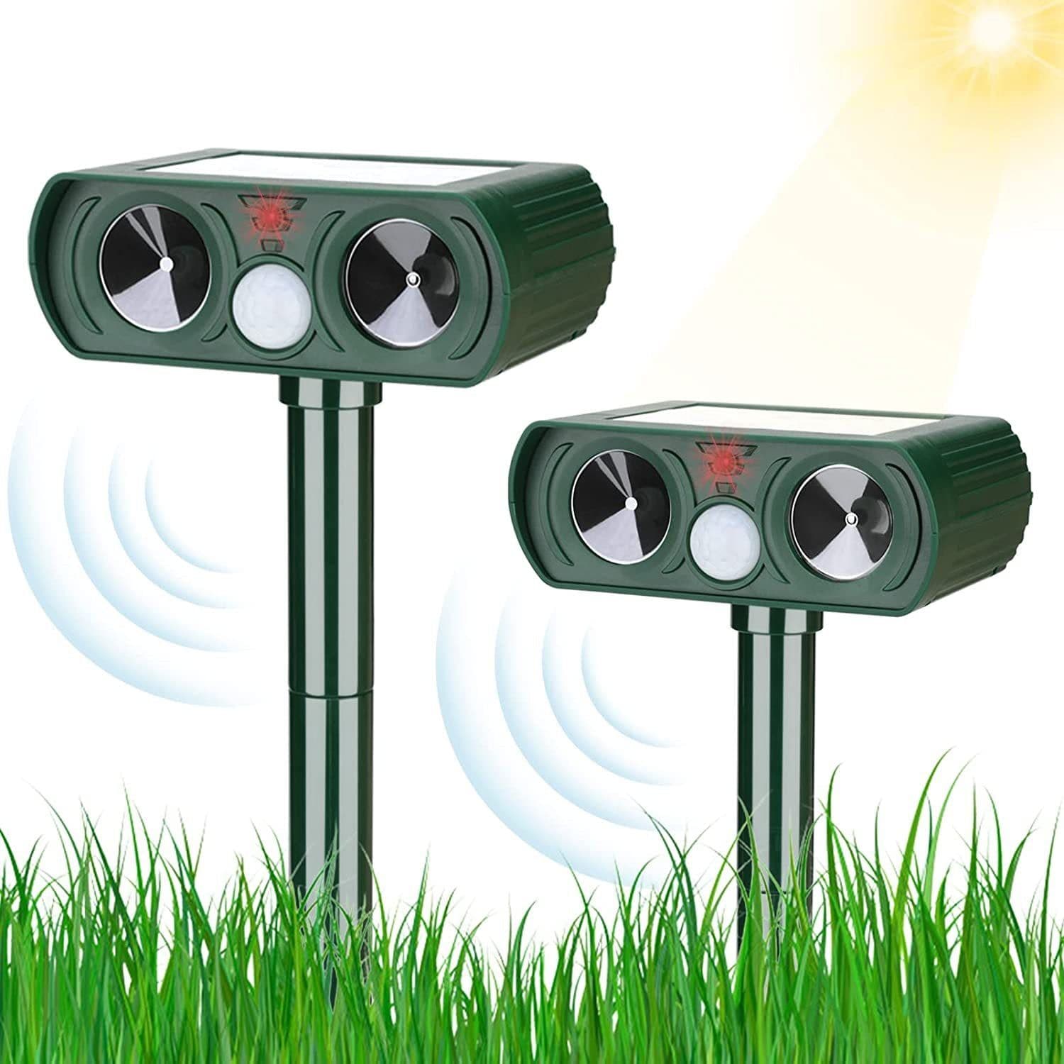 image-Solar Ultrasonic Animal Repeller for Outdoor Use