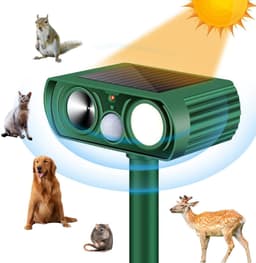 image-Solar Ultrasonic Animal Repeller for Outdoor Use