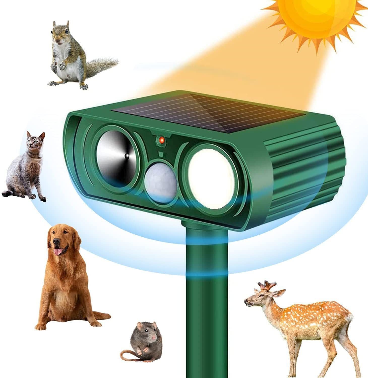image-Solar Ultrasonic Animal Repeller for Outdoor Use