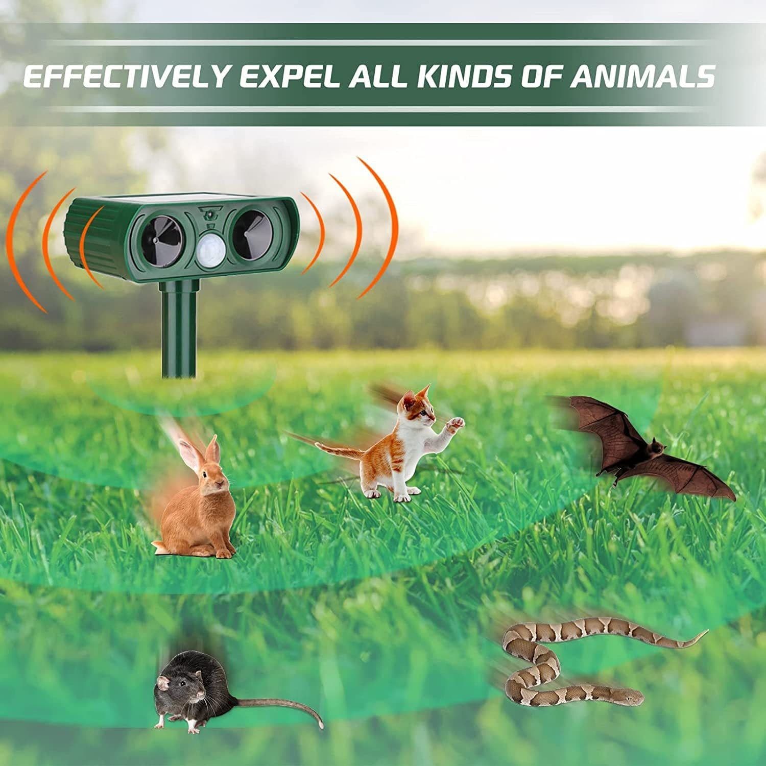 image-Solar Ultrasonic Animal Repeller for Outdoor Use