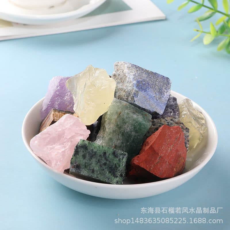 image-9PCS Natural Rough Crystal Chakra Gemstone Raw Healing Quartz Stone Set