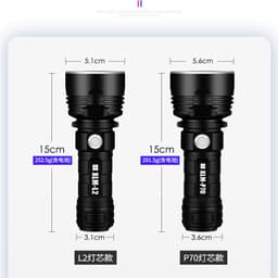 image-P70 LED Flashlight Rechargeable Waterproof 30W High Power USB