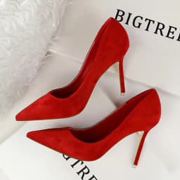 image-BIGTREE Women's Stiletto High Heel Pointed Toe Suede Pumps
