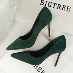 image-BIGTREE Women's Stiletto High Heel Pointed Toe Suede Pumps