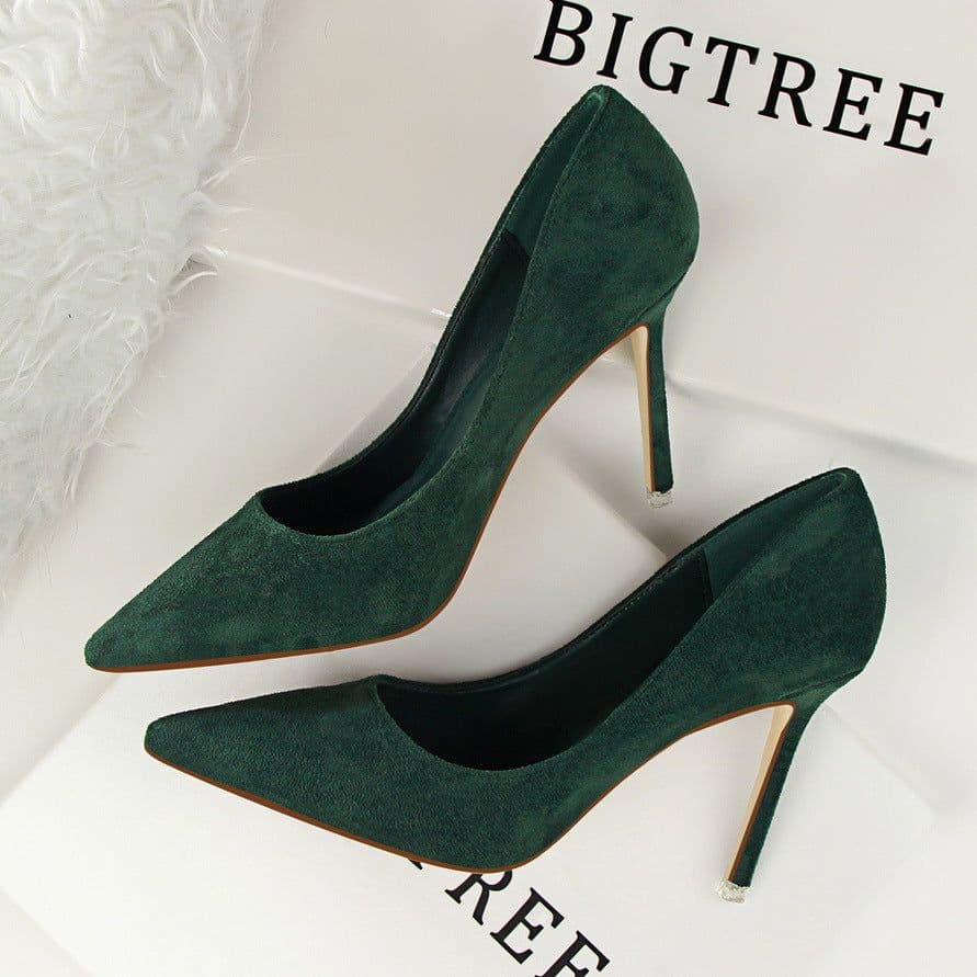 image-BIGTREE Women's Stiletto High Heel Pointed Toe Suede Pumps