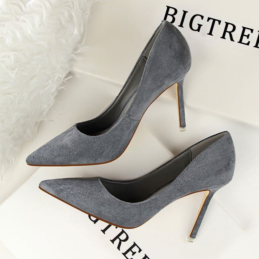 image-BIGTREE Women's Stiletto High Heel Pointed Toe Suede Pumps