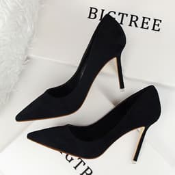 image-BIGTREE Women's Stiletto High Heel Pointed Toe Suede Pumps