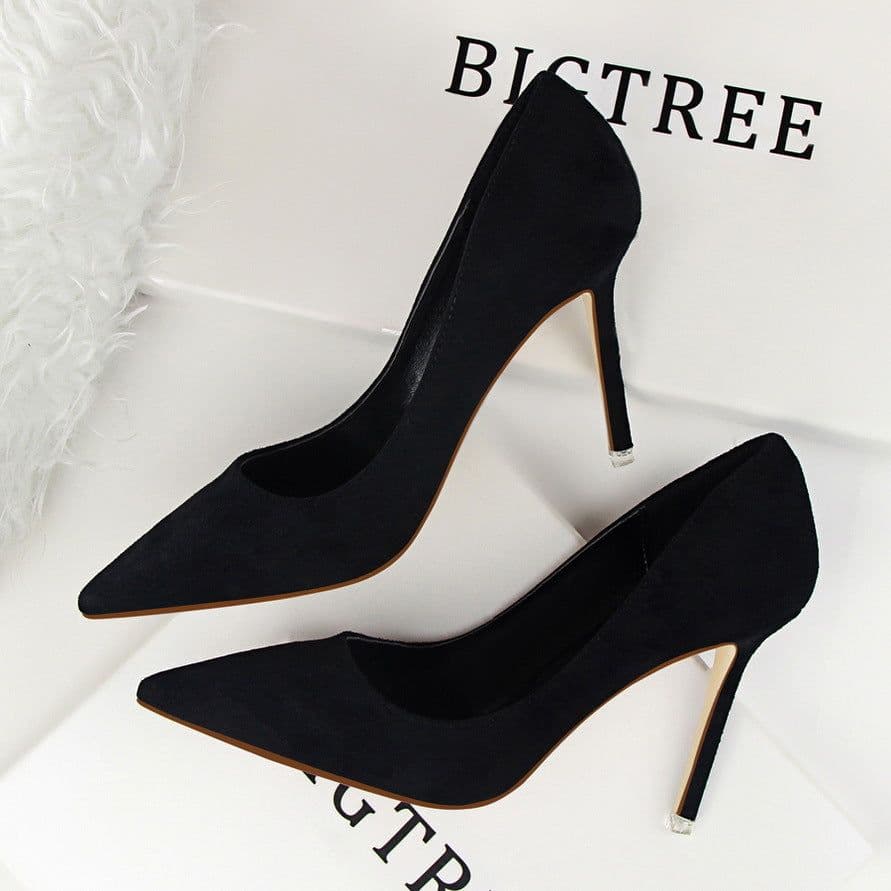 image-BIGTREE Women's Stiletto High Heel Pointed Toe Suede Pumps