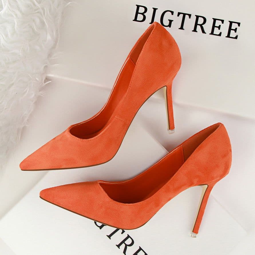image-BIGTREE Women's Stiletto High Heel Pointed Toe Suede Pumps