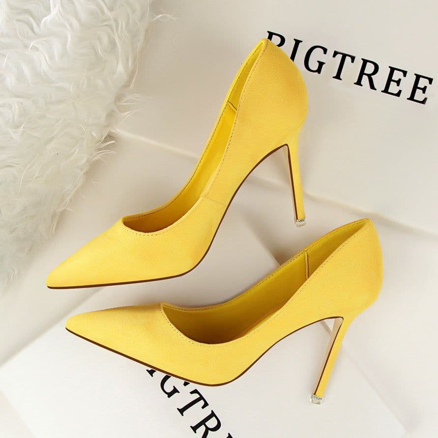 image-BIGTREE Women's Stiletto High Heel Pointed Toe Suede Pumps
