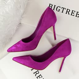 image-BIGTREE Women's Stiletto High Heel Pointed Toe Suede Pumps