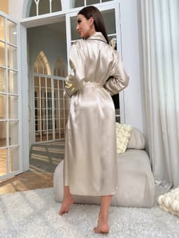 image-Women's Ice Silk Nightgown Robe Summer Lightweight Cardigan Sleepwear