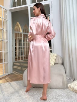 image-Women's Ice Silk Nightgown Robe Summer Lightweight Cardigan Sleepwear