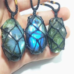 image-Natural Labradorite Gemstone Pendant Necklace