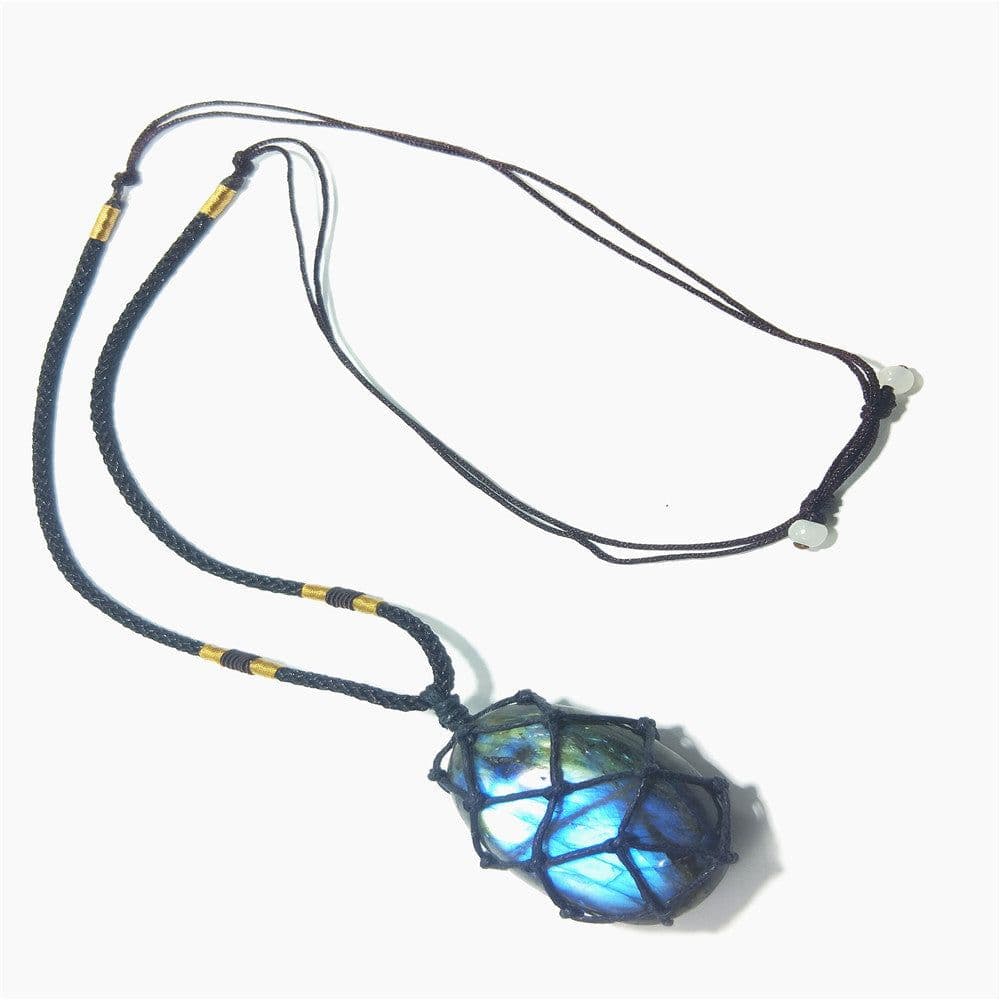 image-Natural Labradorite Gemstone Pendant Necklace