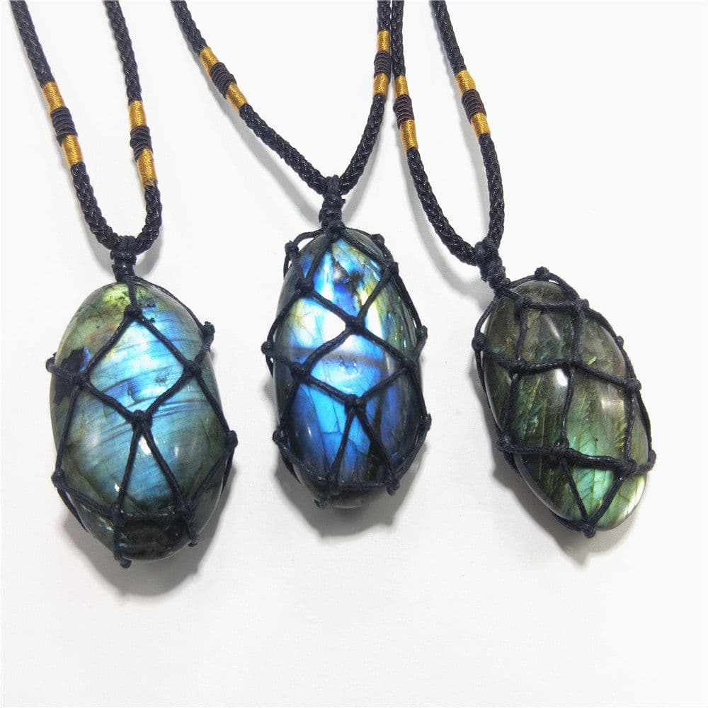 image-Natural Labradorite Gemstone Pendant Necklace