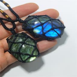 image-Natural Labradorite Gemstone Pendant Necklace