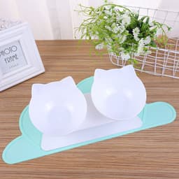 image-Le Pudding Double Bowl Cat Dog Pet Feeder Plastic Inclined Neck