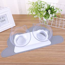 image-Le Pudding Double Bowl Cat Dog Pet Feeder Plastic Inclined Neck