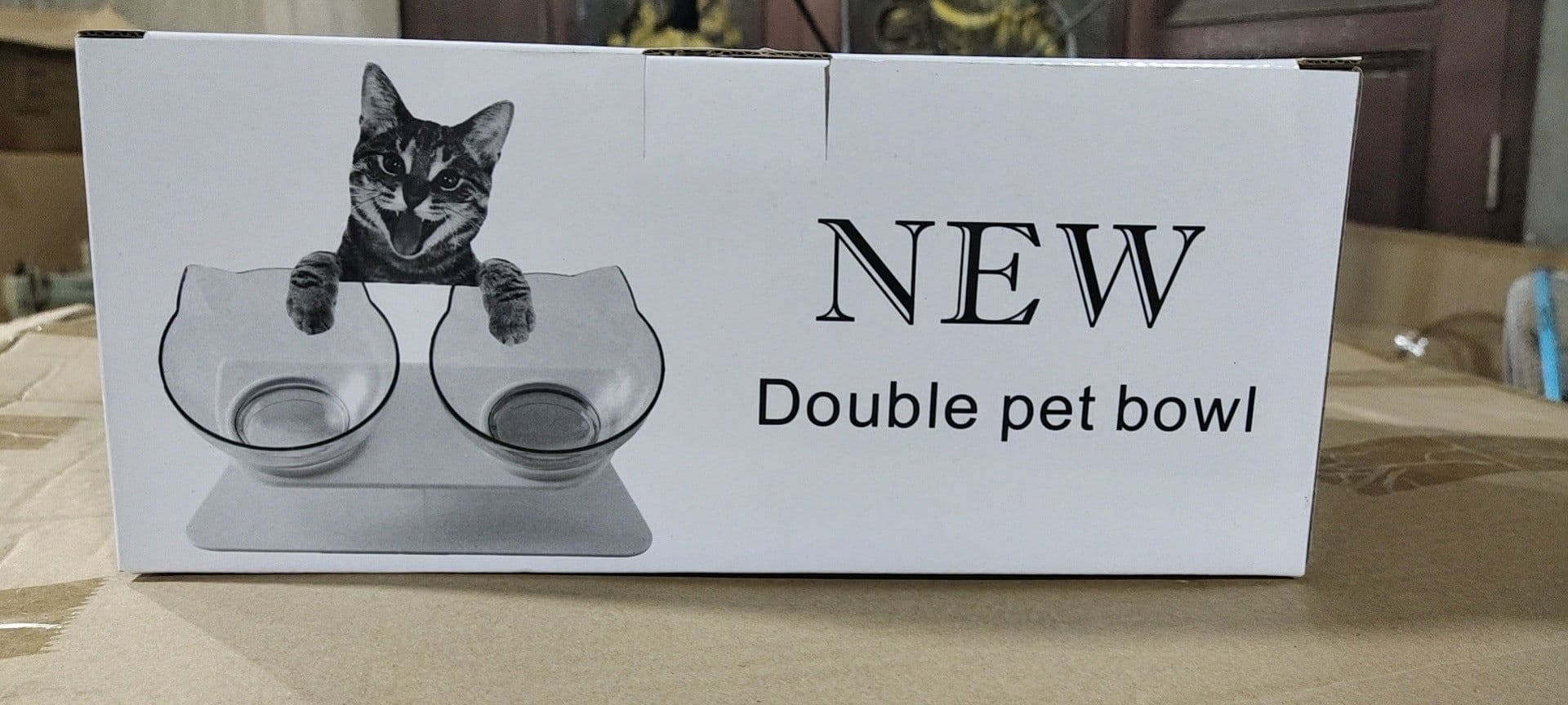 image-Le Pudding Double Bowl Cat Dog Pet Feeder Plastic Inclined Neck