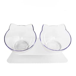 image-Le Pudding Double Bowl Cat Dog Pet Feeder Plastic Inclined Neck