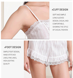 image-Women's Lace Cami Pajama Set with Flared Shorts Sleepwear