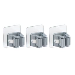 image-Wall Mounted Mop Holder Rack with Strong Adhesive for Bathroom Kitchen Storage