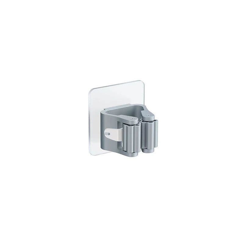 image-Wall Mounted Mop Holder Rack with Strong Adhesive for Bathroom Kitchen Storage