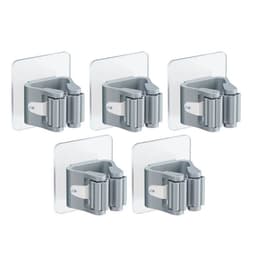 image-Wall Mounted Mop Holder Rack with Strong Adhesive for Bathroom Kitchen Storage
