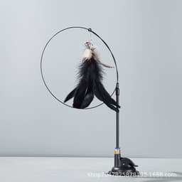 image-Cat Teaser Wand with Suction Cup, Feather, Replacement Heads & Bell