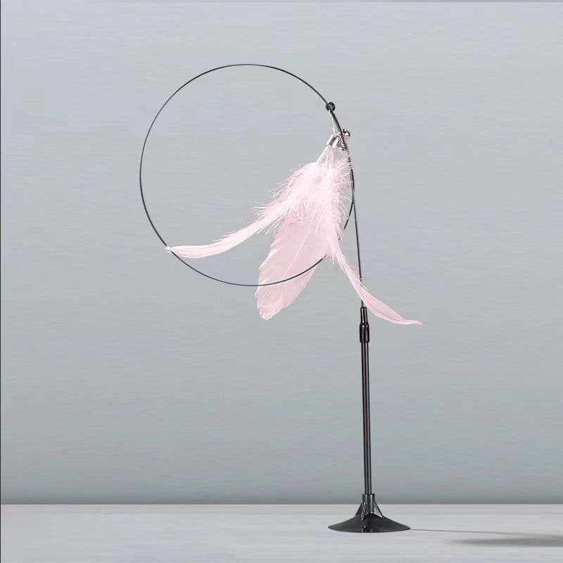 image-Cat Teaser Wand with Suction Cup, Feather, Replacement Heads & Bell
