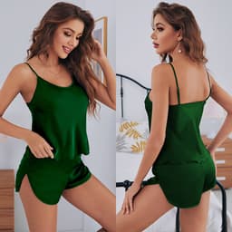 image-Yaoting Satin Camisole Pajama Set Women's Summer Shorts 2299