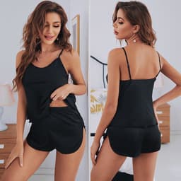 image-Yaoting Satin Camisole Pajama Set Women's Summer Shorts 2299