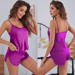 image-Yaoting Satin Camisole Pajama Set Women's Summer Shorts 2299