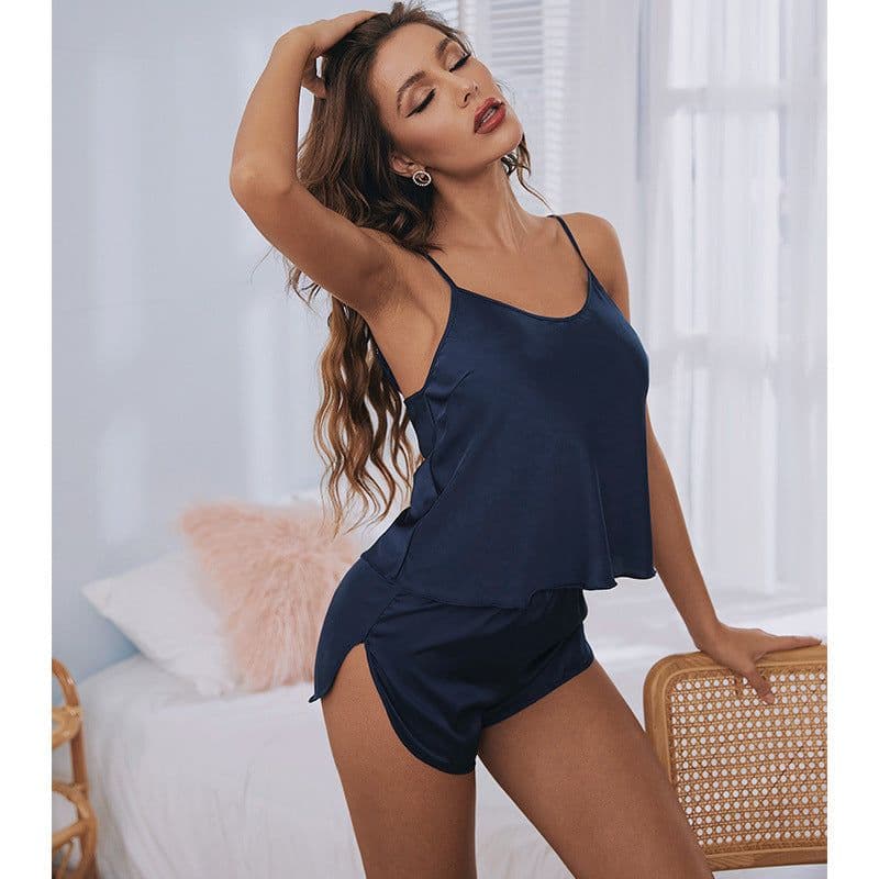image-Yaoting Satin Camisole Pajama Set Women's Summer Shorts 2299