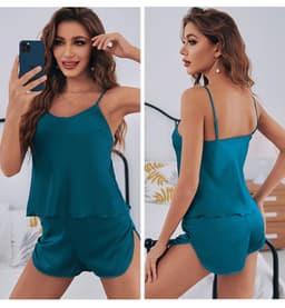 image-Yaoting Satin Camisole Pajama Set Women's Summer Shorts 2299