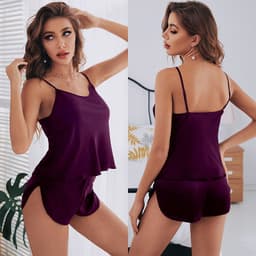 image-Yaoting Satin Camisole Pajama Set Women's Summer Shorts 2299